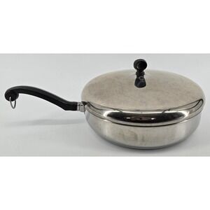Vtg Farberware Aluminum Clad 10" Skillet Fry Pan w/ Lid USA Stainless Heavy 90s